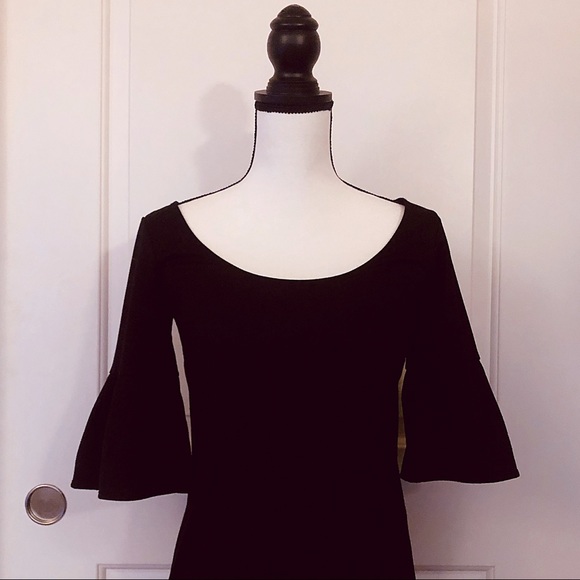 LOFT Black Boatneck Bell Sleeve Shift Dress - Picture 2 of 4